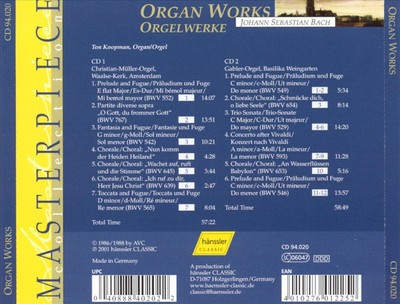 TON KOOPMAN BACH: ORGAN WORKS NEW CD