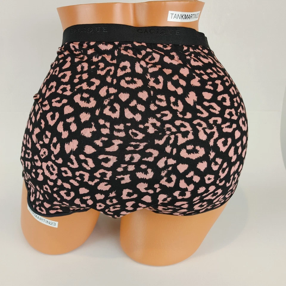 BRAGAS LANE BRYANT ALGODÓN CACIQUE Calzoncillo Completo 22/24 Plus Rosa Negro Estampado Animal Foto 4 de 4