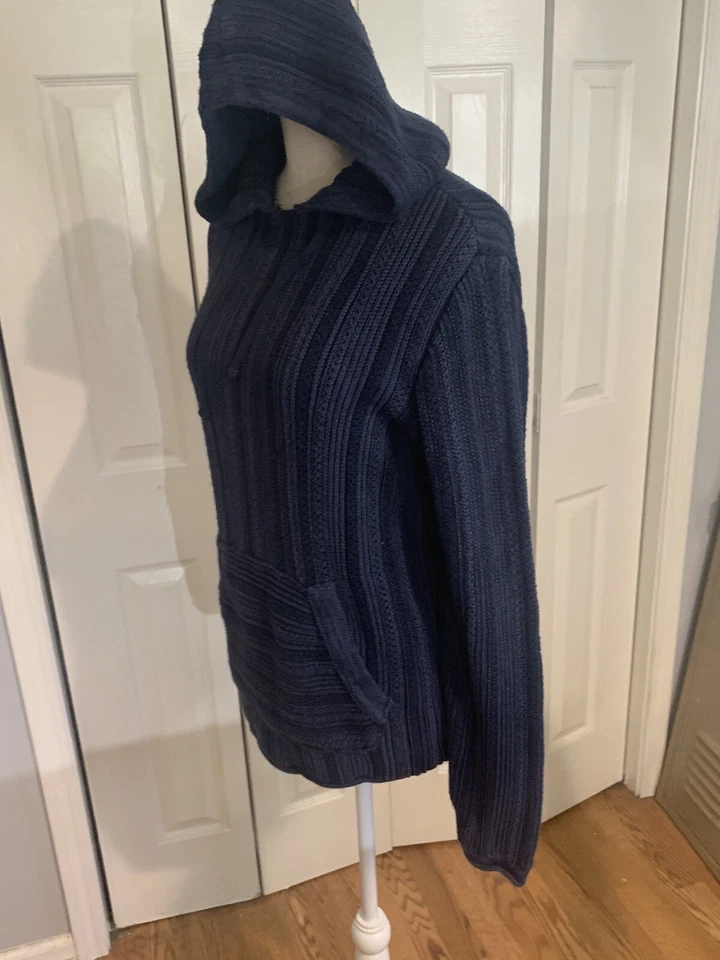 Sudadera con capucha suéter tejido pesado de algodón gris y azul de Abercrombie & Fitch para hombre talla S Foto 2 de 4