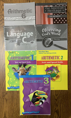 Lot Of 7 Abeka Books Various Grades.