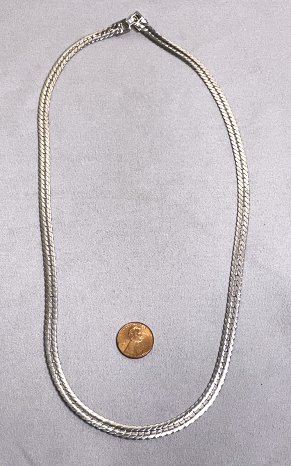 Solid Sterling Silver Wide Double-Sided Chain  Ne… - image 3