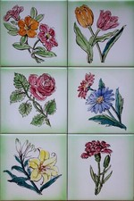 CERAMICA VIETRI MATTONELLE CM 15X15 DECORATE A MANO SERIE DA 6 PEZZI  