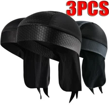 3PACK Cooling Durag Headwear Skull Cap Doo Do Rag Bandana Headband Beanie Wrap
