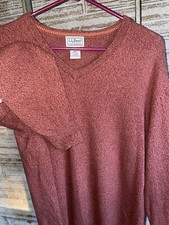 L.L. Bean Men's Size XLT Pullover Sweater V-neck Cotton Classic Heather Orange