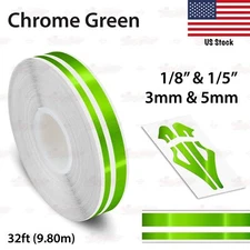 1/8" & 1/5" STRIPE Car Model Truck Twin Line TAPE Vinyl Sticker CHROME GREEN
