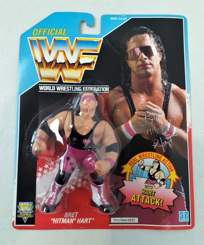 WWF Bret Hitman Hart Wrestling Figure Blue Card 19...