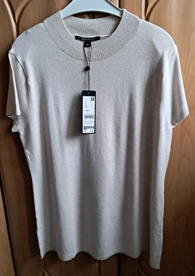 NEU! Comma Strick-Shirt Kurzarm-Pullover  Gr. 42 (evtl. auch 40) beige