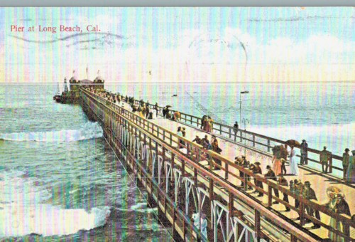 VIntage Postcard-Pier at Long Beach, CA - Afbeelding 1 van 2