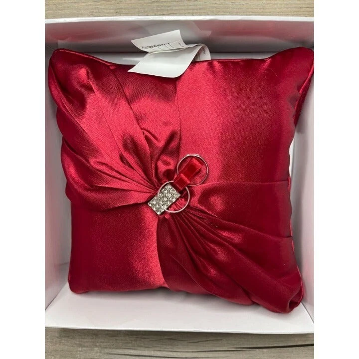 Anillo Lillian Rose 8 pulgadas portador diamante joya borlas anillo rojo almohada Foto 3 de 4