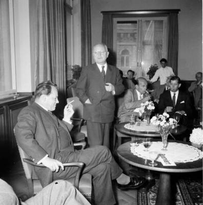 Willy Brandt and Emil Landolt in Zurich Switzerland Historic Old Photo
