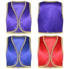 Kids Boys Jacket Photo Props Vest Golden Braided Waistcoat Open Front Cardigan