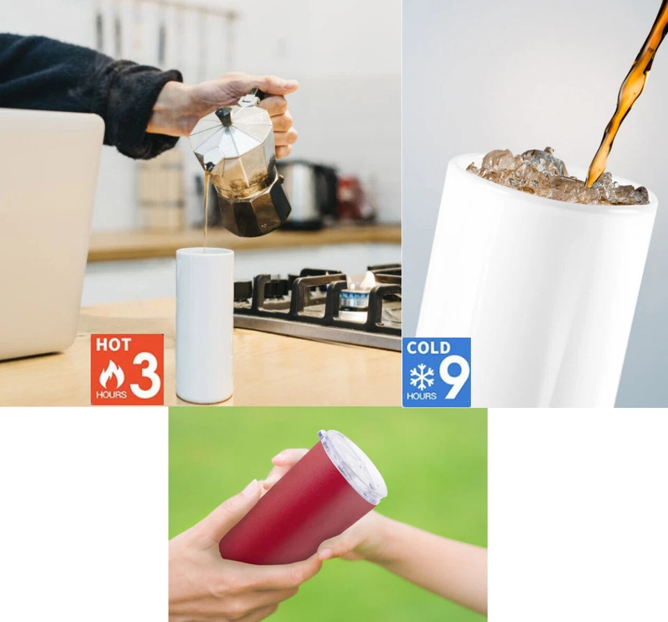 20oz Skinny Stainless Steel Tumbler Slider Lid DoubleWall Vacuum Insulated - Image 4 of 4