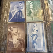 Lot Of (30) 1940'S MUTOSCOPE ARCADE PIN-UP RISQUE CARDS IN PLASTIC PAGES - NICE