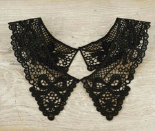 Lace collar, Drama Vintage Period Guipure ,Sewn On Dressmaking L60 Black