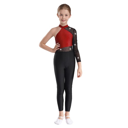 Kinder Mädchen Trikot Ganzkörper Gymnastik Trainingsanzug Bodysuit Training Gym- - Bild 115 von 118