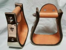 3" Bell Stirrups Nickel - Inside Lined with Leather