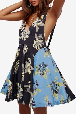 free people thought i was dreaming mini dress $108 NWT FREE PEOPLE SzM THOUGHT I WAS DREAMING SLIP MINI DRESS BLACK COMBO
