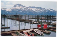 VALDEZ BOAT HARBOR PRINCE WILLIAM SOUND SWITZERLAND OF ALASKA POSTCARD  VG  A5