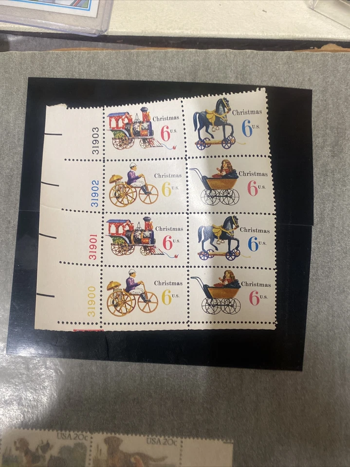 Sc # 1415-1418 ~ Block of 8 ~ 6 cent ChristmasToys Consecutive #’s Collector #’s - Image 4 of 4