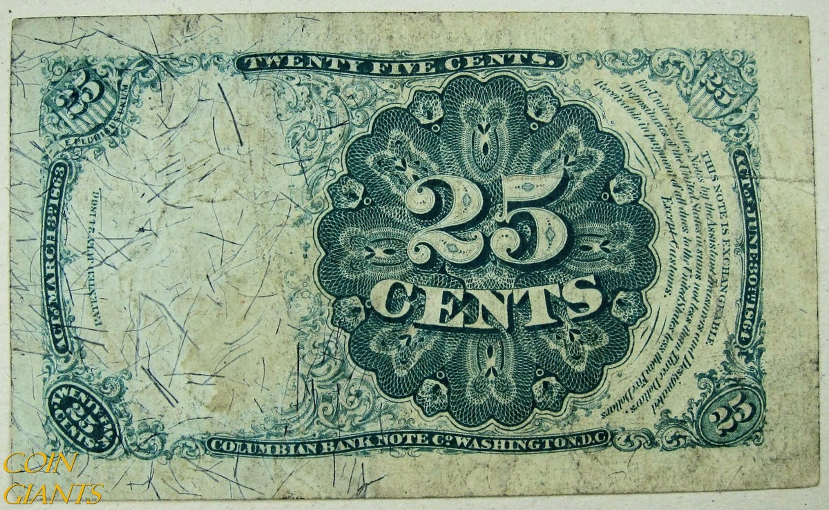 洋書 What it Is, What it Was 1874 Fractional Currency 5th Issue 25 Cents VF FR 1309 Short