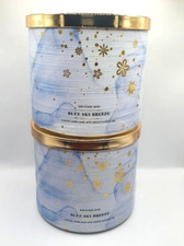 BATH AND BODY WORKS BLUE SKY BREEZE 3-WICK SCENTED CANDLE 14.5 OZ SET OF 2