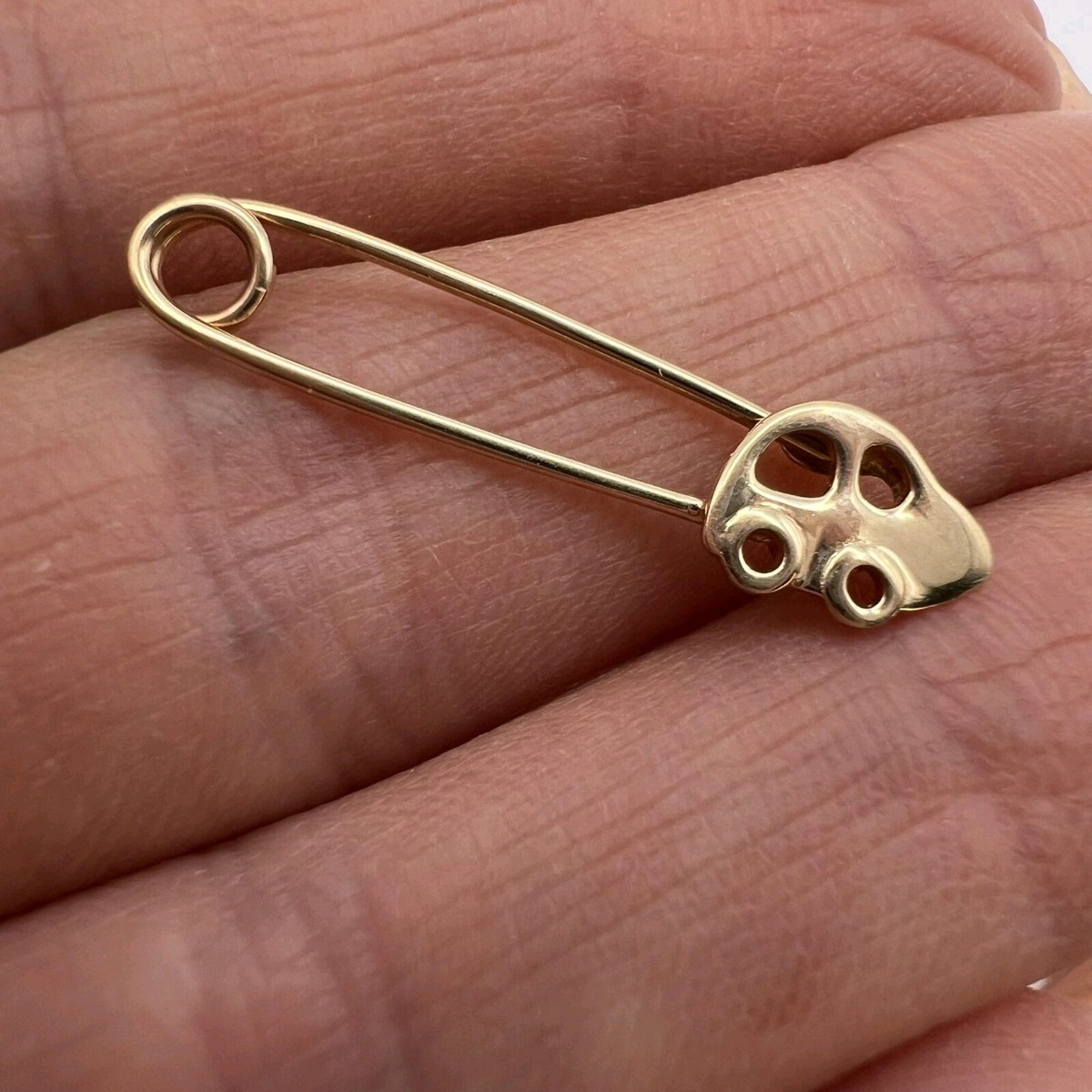 Vintage 14K 585 Rose Gold Safety Pin Brooch Car Design