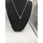 Necklace Silver Tone Horseshoe W/ Clear Rhinestones Pendant