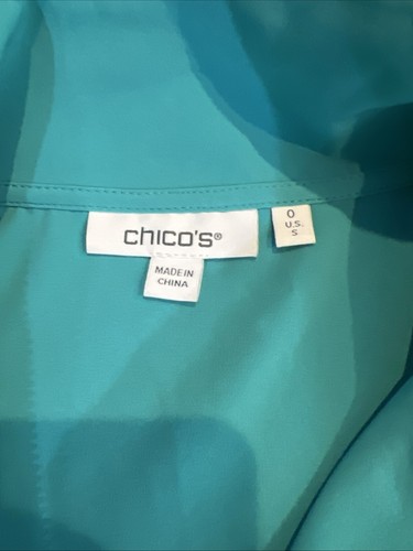 Chaqueta Chico's Zenergy Turquesa Ojales Manga Larga Cremallera Completa Talla 0 Pequeña $139 - Imagen 10 de 11