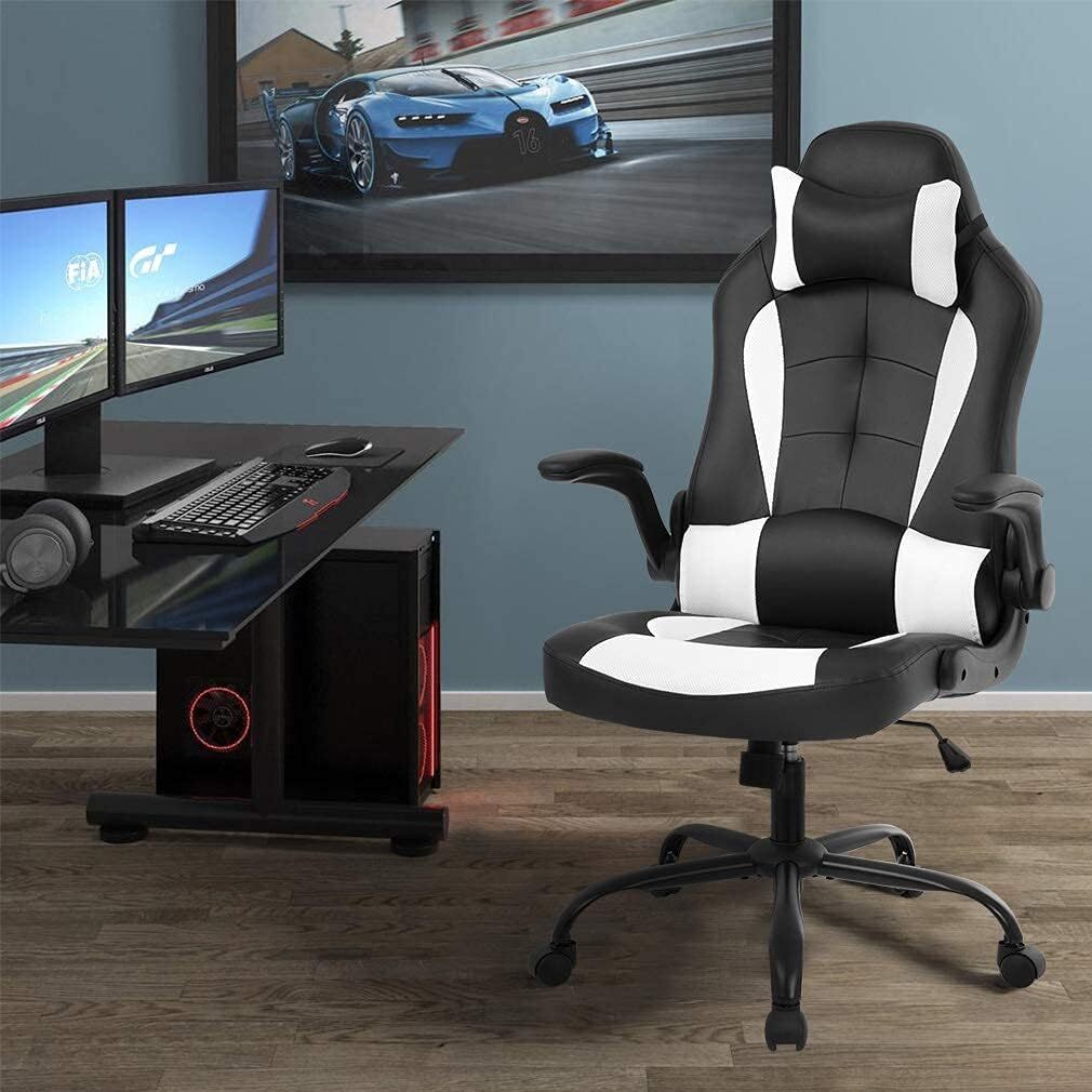 Ergonomic White Swivel Reclining Office Chair for PC & Gaming-image