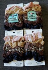4x Scunci The Original Scrunchie Pack of 6 Black Brown Tan