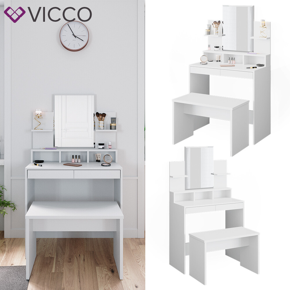 Table à langer Vicco Ania blanche design compact et banc de soin amovible