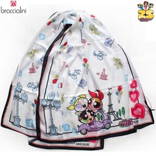 Braccialini The Powerpuff Girls Parigi foulard sciarpa grande bianco SCONTO -15%