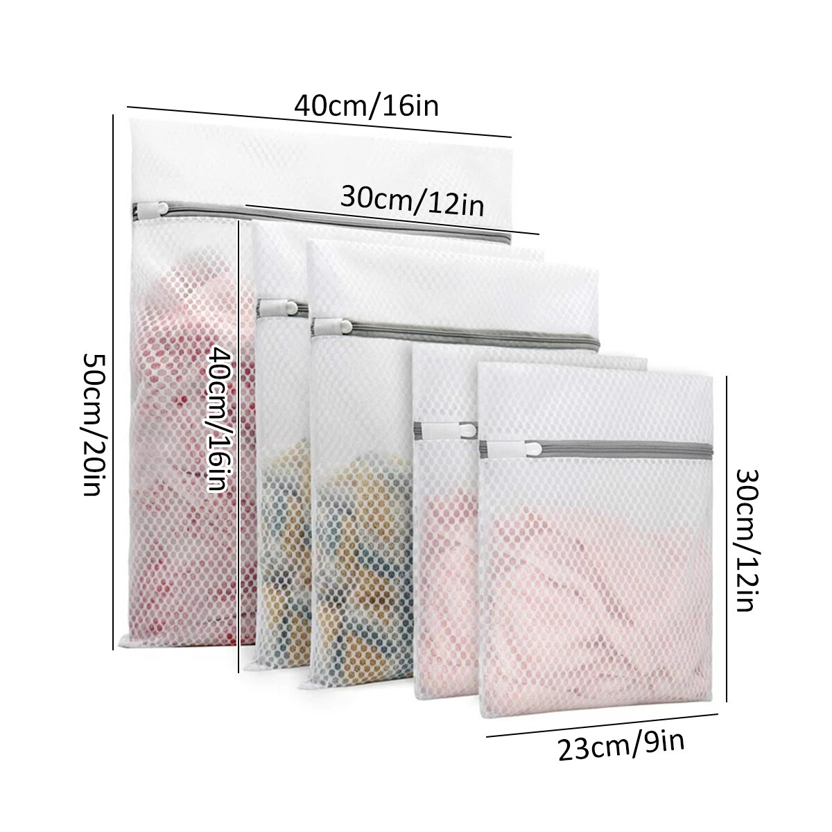 5X Mesh Laundry Bags Lingerie Wash Bags w/ HeavyDuty Zipper 3 Sizes