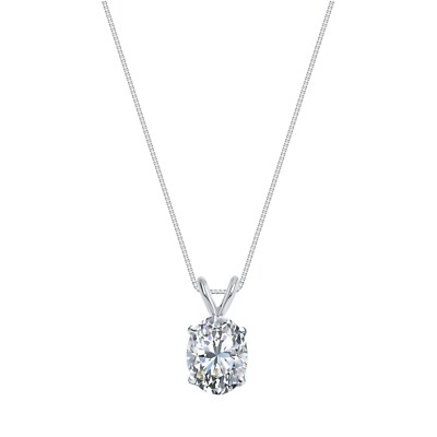 IGI E/VS 1,5 kt ovaler Lab Created gewachsener Diamant Anhänger Halskette 18 K Weißgold