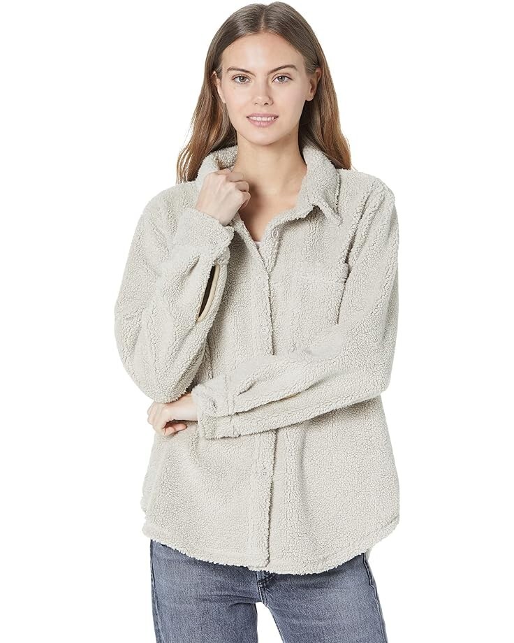 Dylan by True Grit Women's Medium Sandstone Sherpa Shirt Jacket