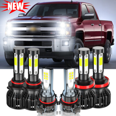 SHENKENUO 6x 6000K LED Headlights & Fog Light Bulbs For Chevy Silverado 1500/2500 2007-2015 - HB3 9005 6 thumbnail image