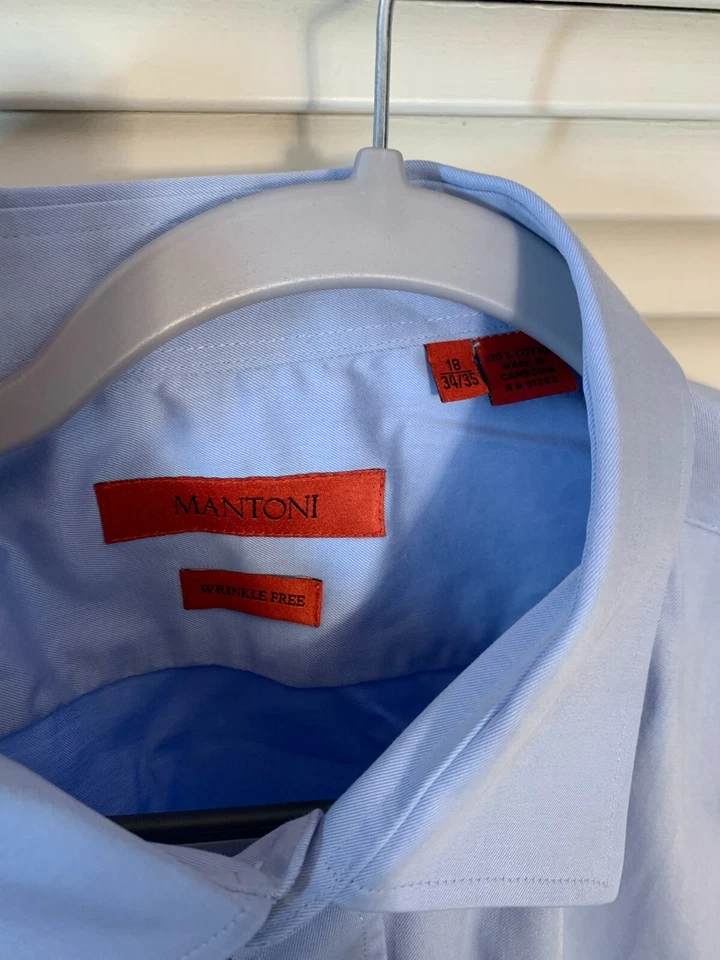 mantoni мужской светло-синий платье рубашка 18, 34/35 - Изображение 2 из 2
