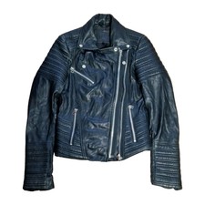 Goosecraft Women's Genuine Leather Biker Jacket Size Xs Black Multiple Zips Soft