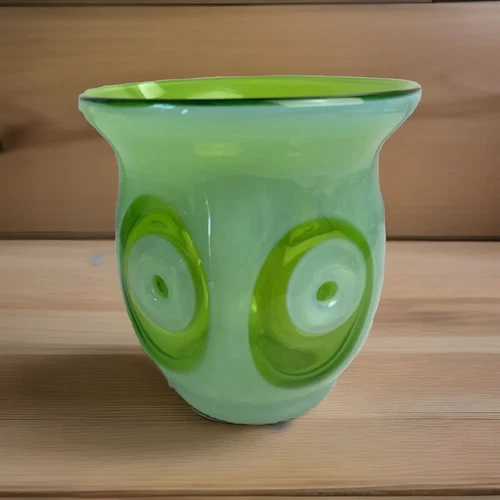 Fenton International Dot Optic Eye Vase Green White Modern Jasper Read