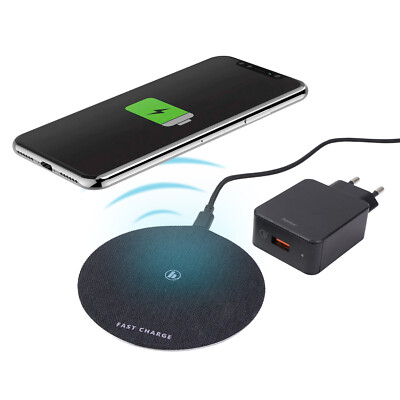 Hama QI Wireless Charger + Netzteil Schnell Ladegerät Lader Ladestation Kabellos