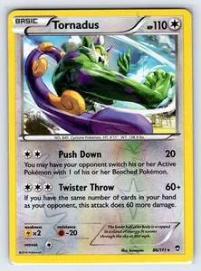 Tornadus 86/111 2014 B&W Furious Fists Pokemon Card Reverse Holo Rare - Lp