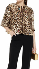 Dolce & Gabbana Embellished Animal Print Silk Blend Jacket It44 (uk12/14)