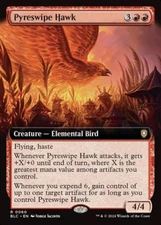 Pyreswipe Hawk - Extended Art Near Mint, English Bloomburrow Commander MTG
