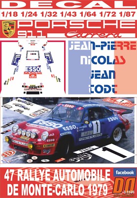 DECAL PORSCHE 911 Carrera RS 3.0 J-P.NICOLAS R.MONTECARLO 1979 6th (08)