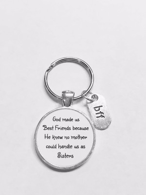Best Friend Keychain Gift God Made Us Best Friends BFF Christmas Gift