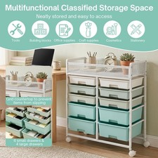 10 Drawers Rolling Cart Storage Scrapbook Paper Studio Office Green