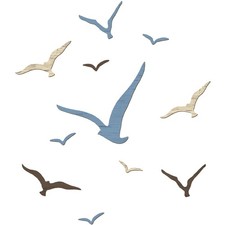 11 Pcs Wooden Seagull Wall Decor Nautical Theme Beach Coastal Art Small Seagu...