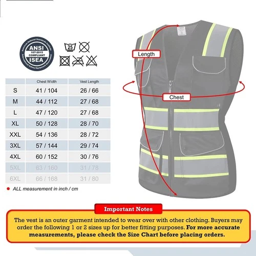 Hi Vis Reflective Safety Vest Black Work Jacket Construction 100% Polyester image 5