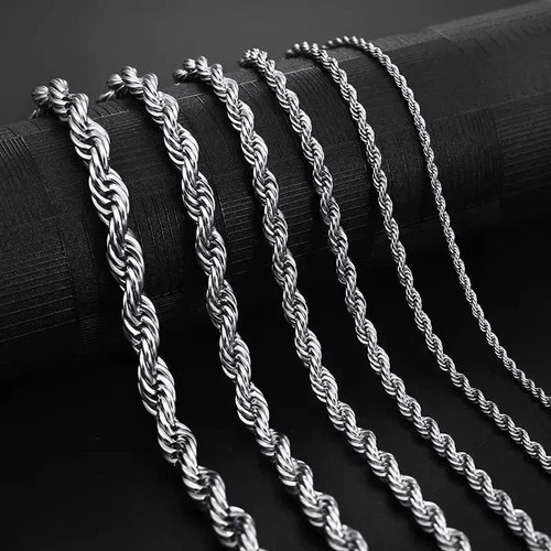 2-6MM Rope Chain Necklace 925 Sterling Silver Fashion Jewelry for Women Men Gift - product listing photo