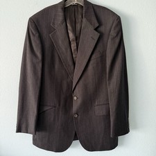Chaps Ralph Lauren Men 44 R Charcoal Gray Pinstripe Suit Jacket USA Made Wool